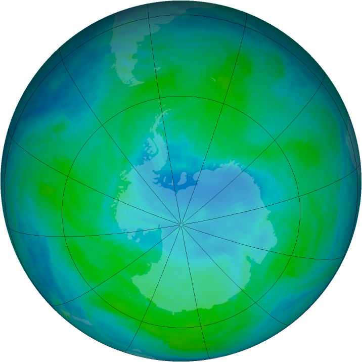 Antarctic ozone map for 17 January 1999